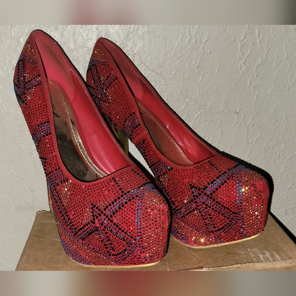 Red stiletto/platforms Size 10